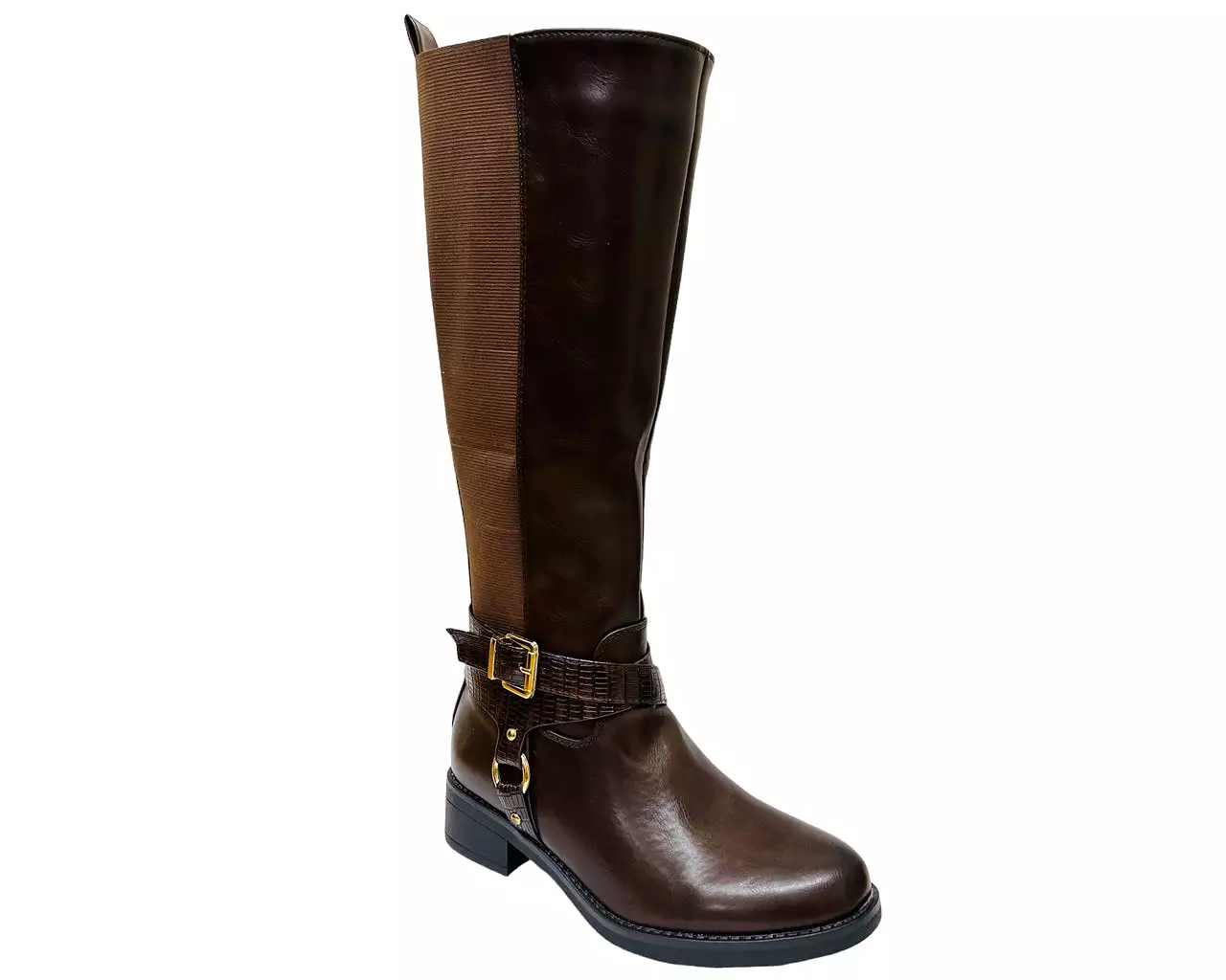 Women's Faux Leather Knee High Flat Sole Boots