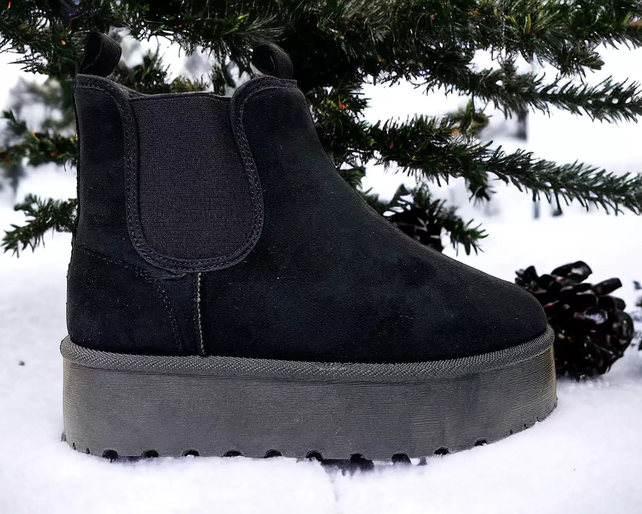 Women's Faux Suede Fur Platform Chelsea Boots