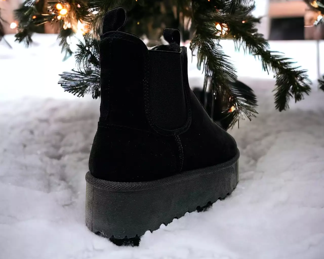 Women's Faux Suede Fur Platform Chelsea Boots