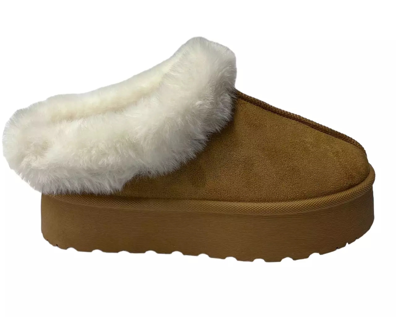 Women's Faux Suede Platform Slip On fur Slippers