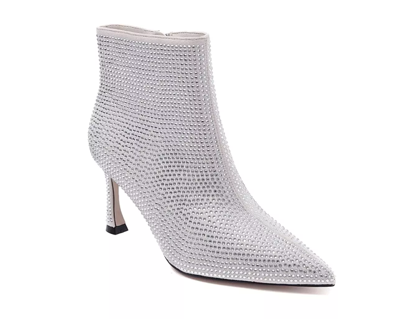 Women's Ideal Shoes 3671 Crystals Ankle Boots Silver