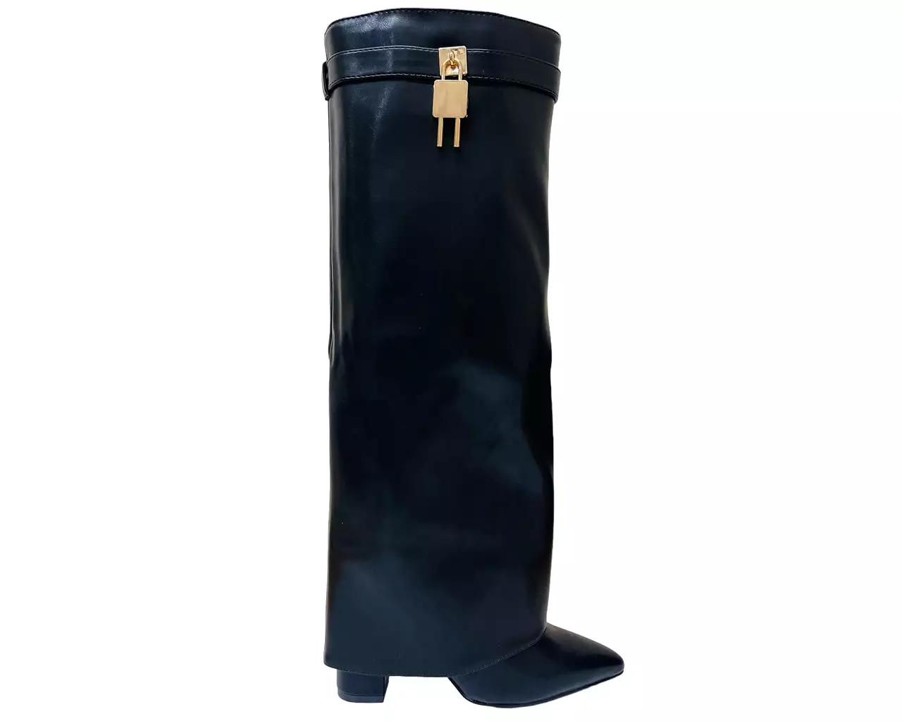 Women's Kneel High Fold Over Block Heel Boots